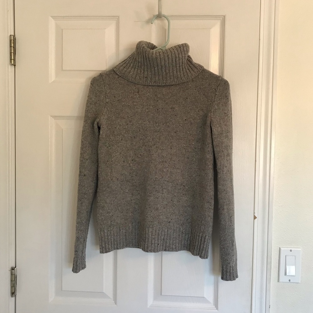 J.Crew jcrew 80% wool blend grey knit sweater turtleneck